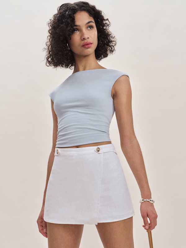 Clover Linen Micro Skort - White